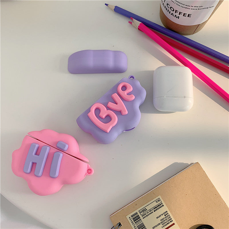 AirPod 2 Case 3D HI BYE Cloud Letter Cartoon Soft Silicone Wireless Earphone Cases For Apple Airpods Case Cute Cover ARZ