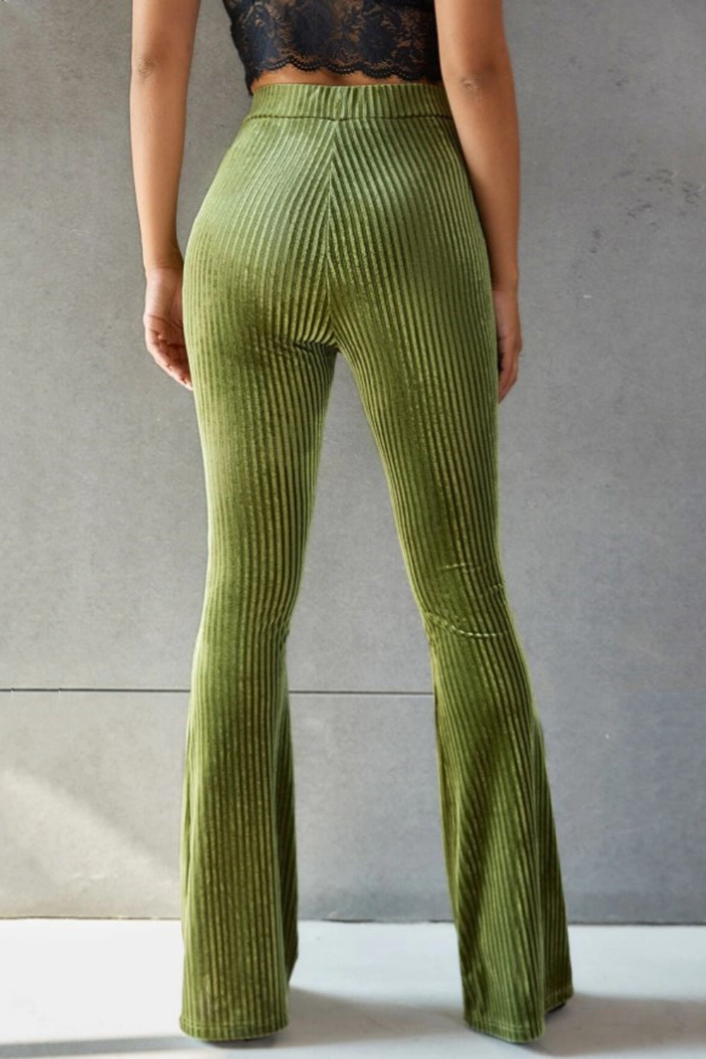 Stylish Ribbed High Waist Flare Pants for a Trendy Look Trendsi