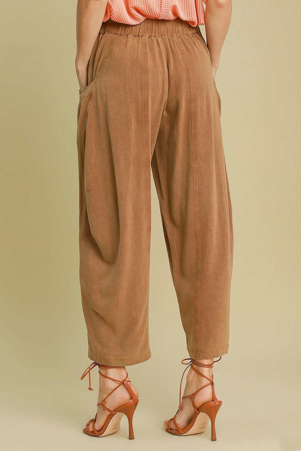 Umgee Elastic Waist Baggy Fit Pants with Pockets Trendsi