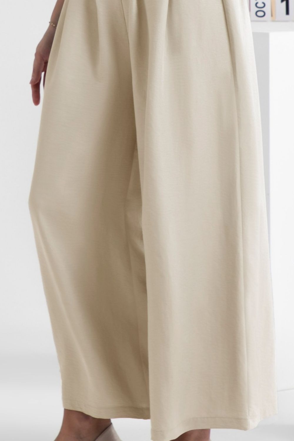 Elastic Waist Pants - FAM-FAM Wide Leg Trendy Comfort Trendsi