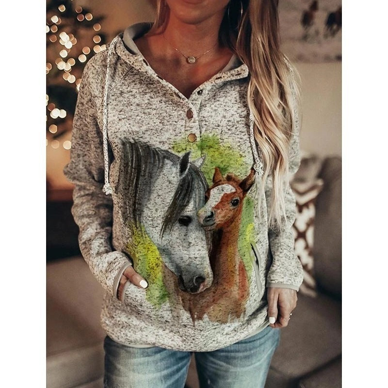 Autumn And Winter Gray Printing Women's Sweater ARZ