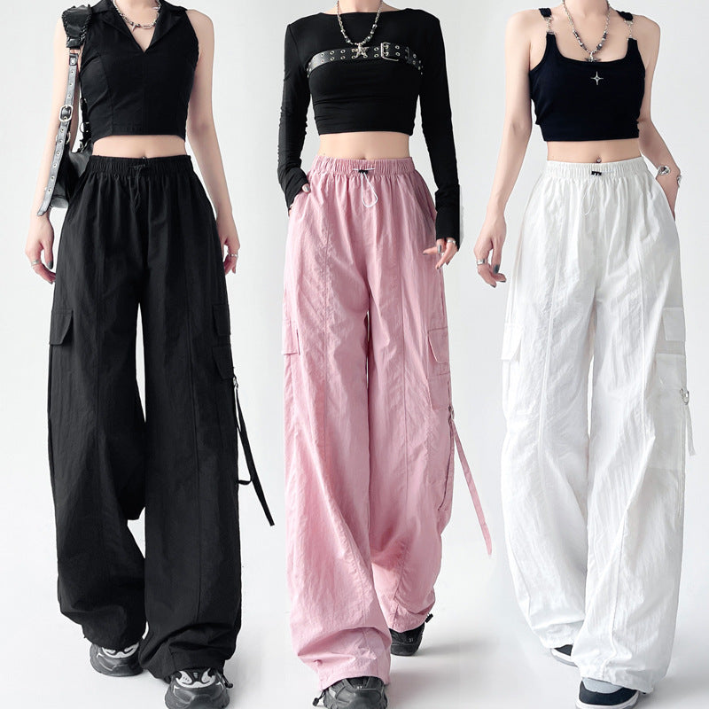 Quick-dry Pants Women's Summer Overalls Women's Summer Thin Ice Silk Ankle-tied Loose High Waist ARZ