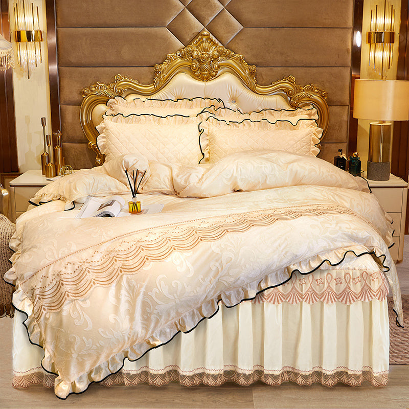 Lace Velvet Bed Skirt Four-piece Quilted ARZ