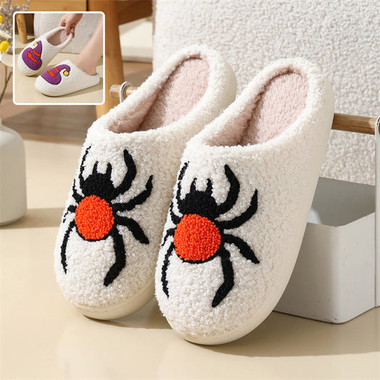 Halloween Spider Witch-hat Slippers Home Indoor Non-slip Floor Bedroom Slippers Winter Warm House Shoes For Women Men ARZ