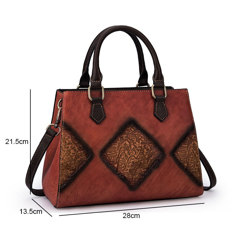 Top Layer Cowhide Retro European And American Fashion Casual Handbag ARZ