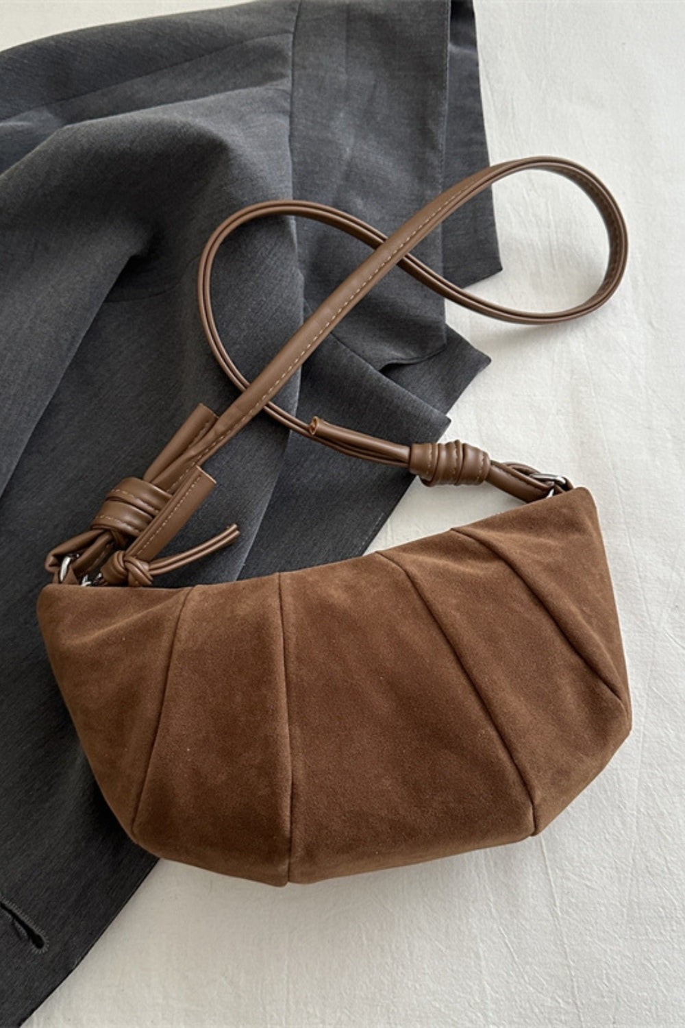 Suede Croissant Shape Shoulder Bag Trendsi