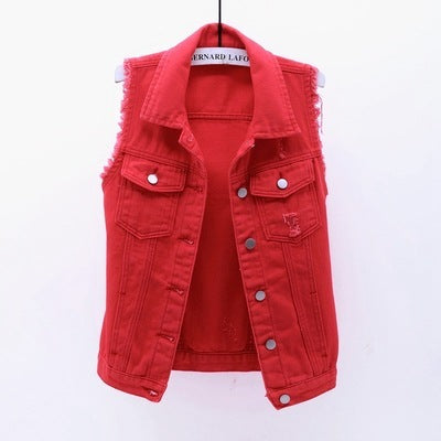 Multi-Color Selection Denim Vest Women's Slim Sleeveless Jacket ARZ