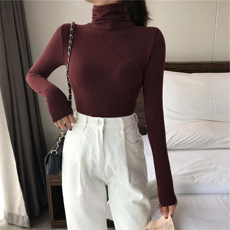 All-matching Solid Color Turtleneck Bottoming Shirt Women's Slim-fit Long Sleeve ARZ