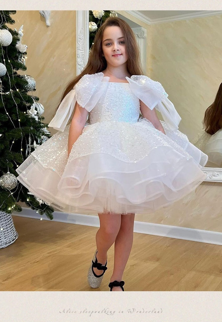 Girls' White Birthday Party Formal Dress Skirt ARZ