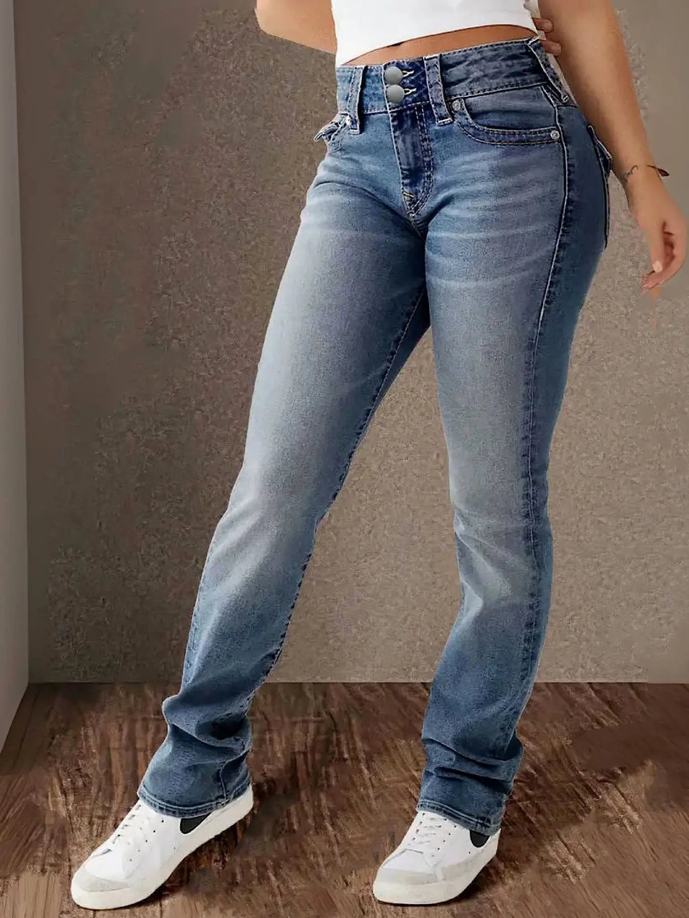 Spring And Summer New Women's Stretch Washed High Waist Jeans Casual Jeans ARZ