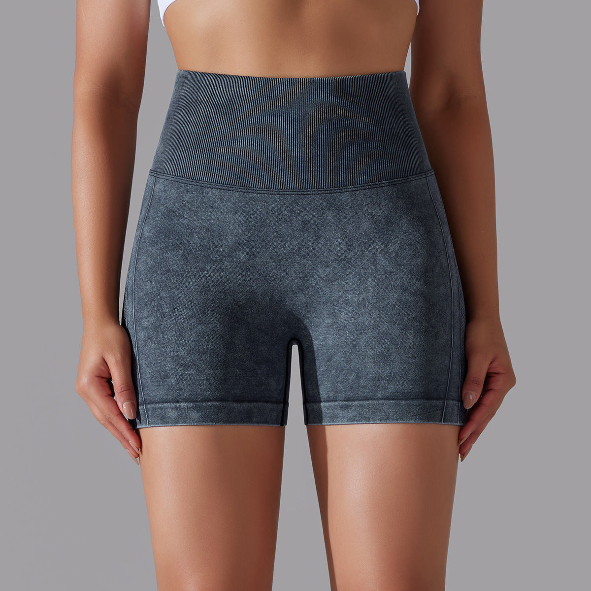 Women's Seamless Knitted Washed High Waist Yoga Shorts ARZ