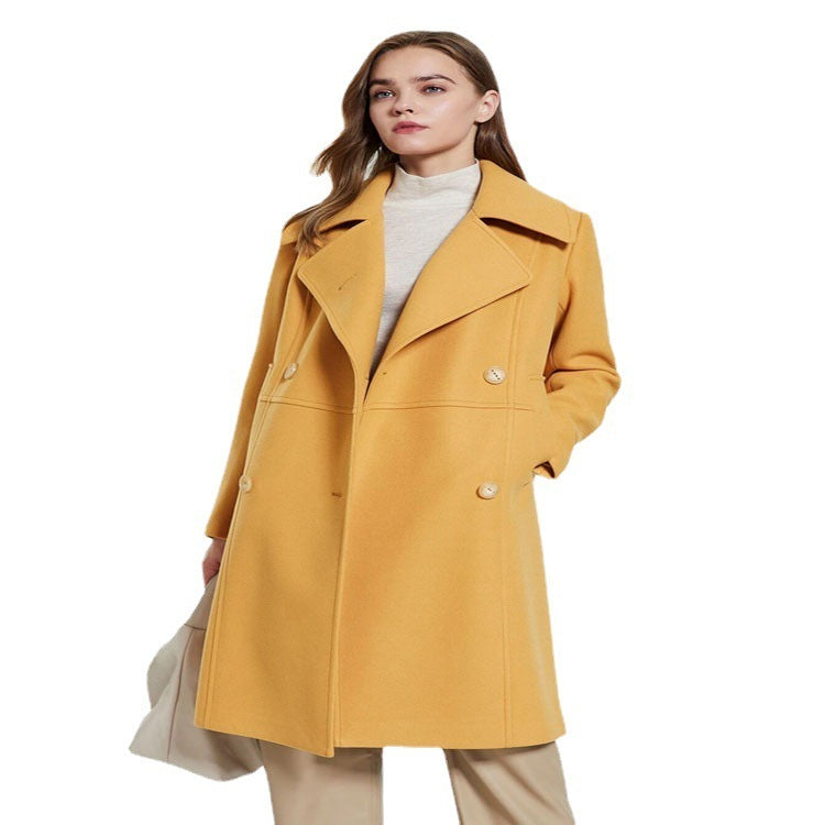 Lapel Double Breasted Ladies Mid Length Coat ARZ