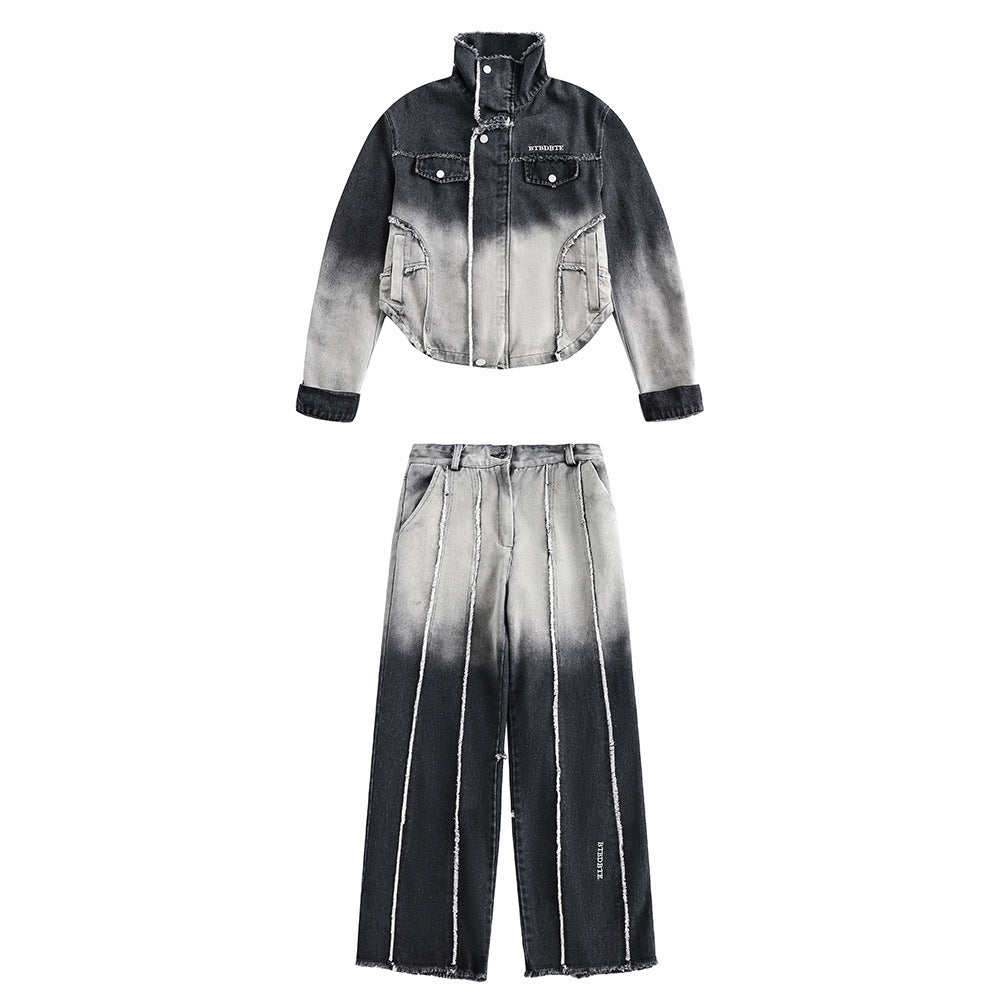 Gradient Denim Overall Suit Men And Women ARZ