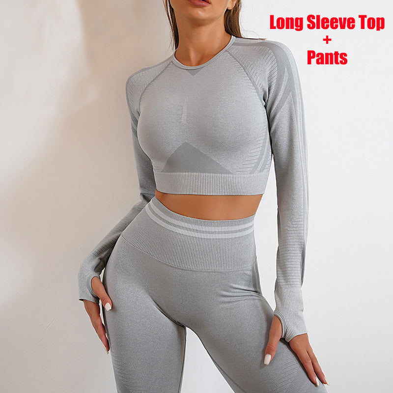 Seamless Yoga Pants Sports Gym Fitness Leggings Or Long Sleeve Tops Outfits Butt Lifting Slim Workout Sportswear Clothing ARZ