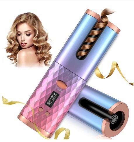 Rechargeable Automatic Hair Curler Women Portable Hair Curling Iron LCD Display Ceramic Curly Rotating Curling Wave Styer ARZ