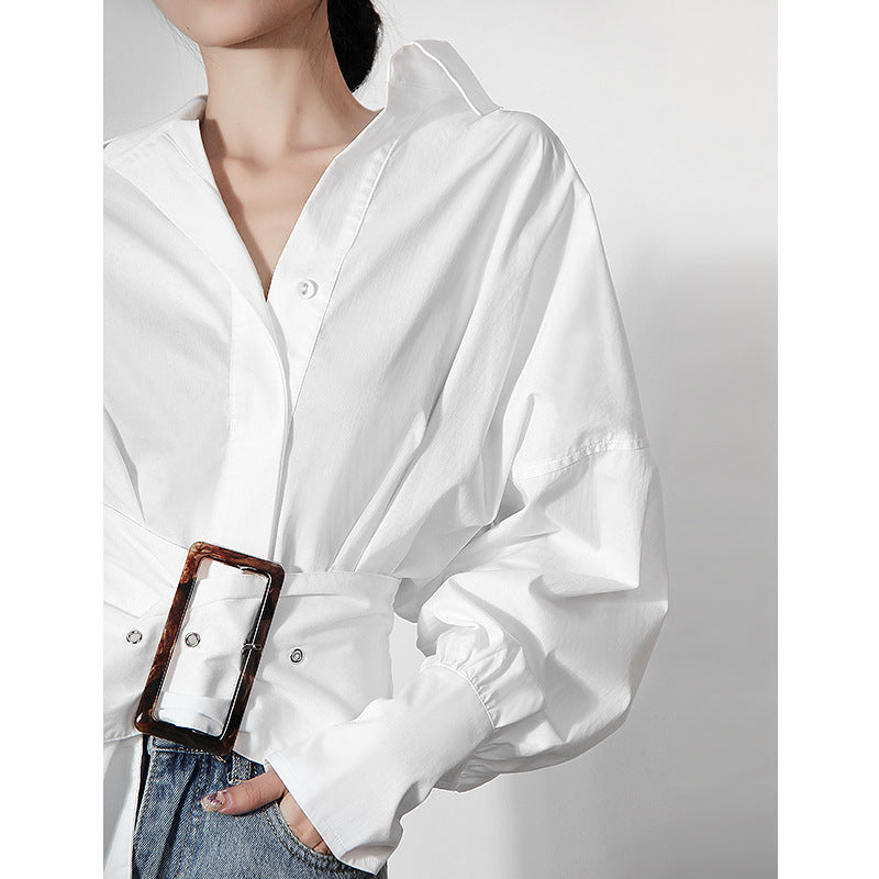 White Shirt Belt Design Niche Long Sleeve ARZ