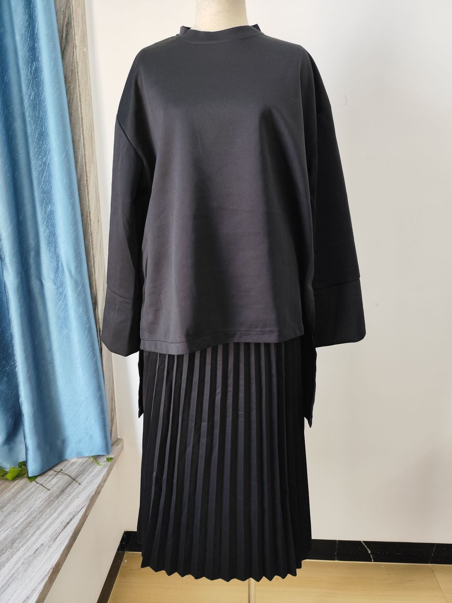 Round Neck Loose Casual Top Retro Temperament Skirt Suit ARZ