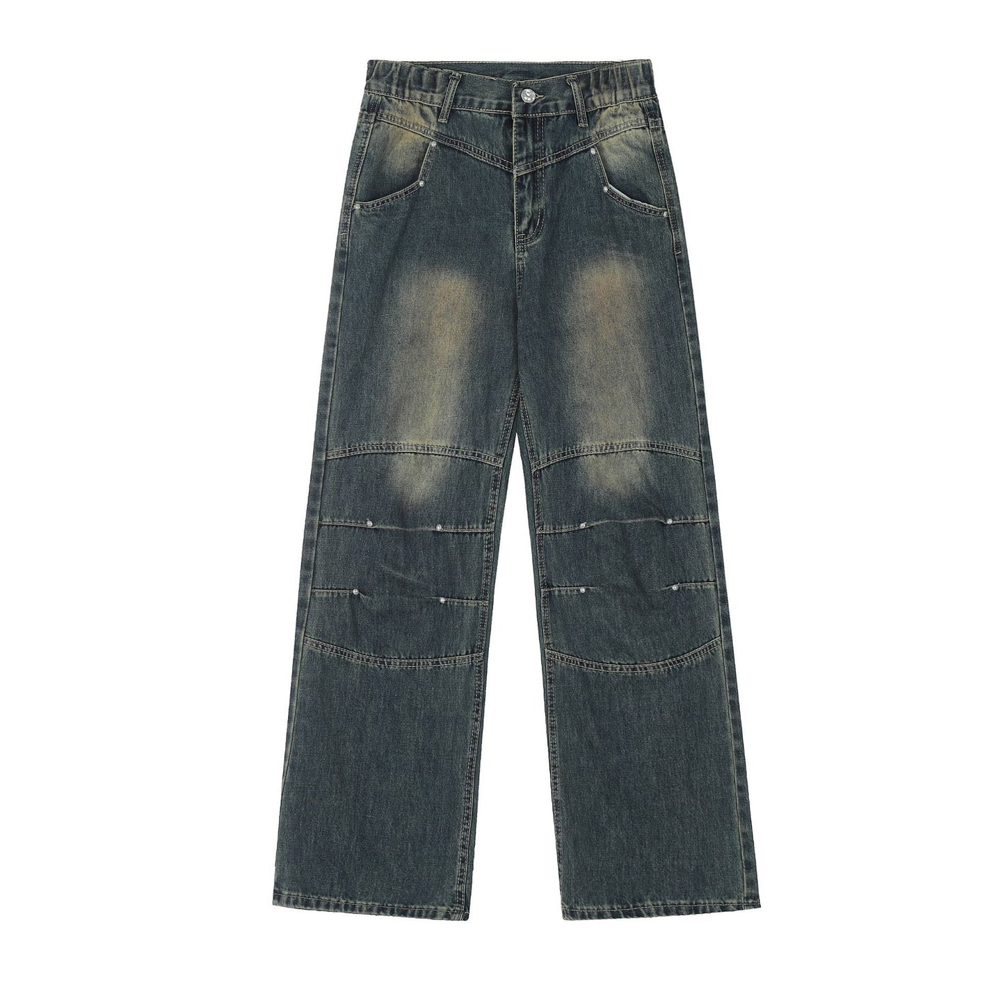 American Style Vintage Crumpled Design Washed Jeans ARZ