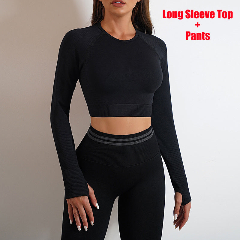 Seamless Yoga Pants Sports Gym Fitness Leggings Or Long Sleeve Tops Outfits Butt Lifting Slim Workout Sportswear Clothing ARZ