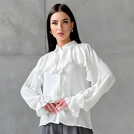 Minimalist Design Ruffled Women's Fashion Shirt ARZ