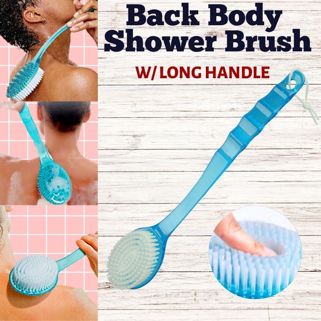 Back Body Shower BrushLong Handle Exfoliating Skin Spa Bath Soft Scrubber Clean ARZ