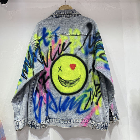 Female Hip Hop Style Graffiti Letter Denim Coat Jacket ARZ