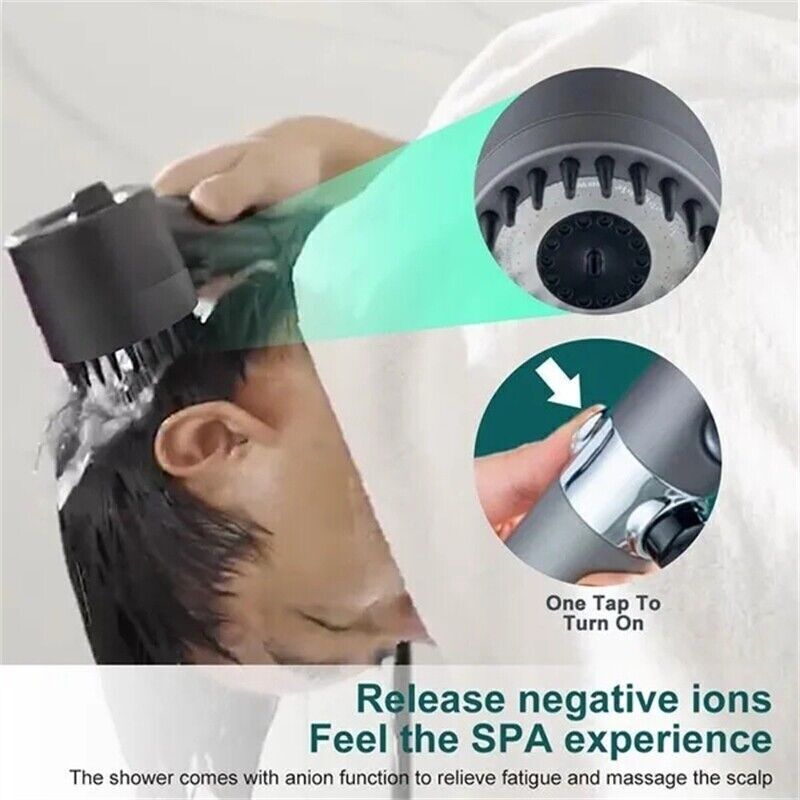 3 Modes Shower Head With Filter High Pressure Water Saving Massage Body Scalp ARZ