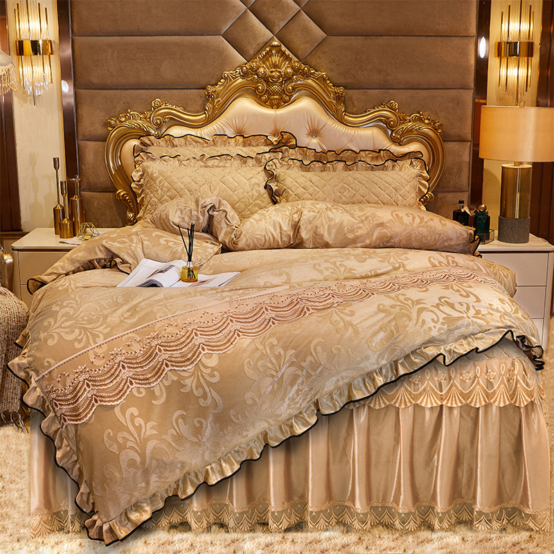 Lace Velvet Bed Skirt Four-piece Quilted ARZ