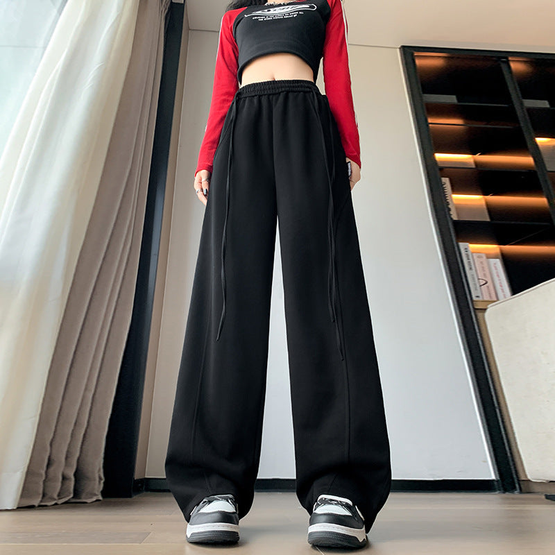 American Multi-color Straight Wide Leg Banana Pants High Waist Casual ARZ