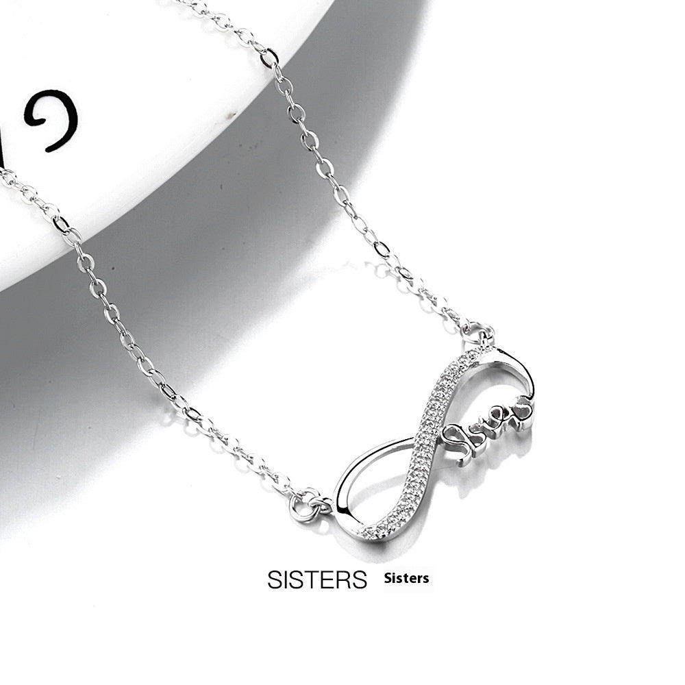 925 Silver Necklace Women's 8-word Infinite Symbol Pendant ARZ