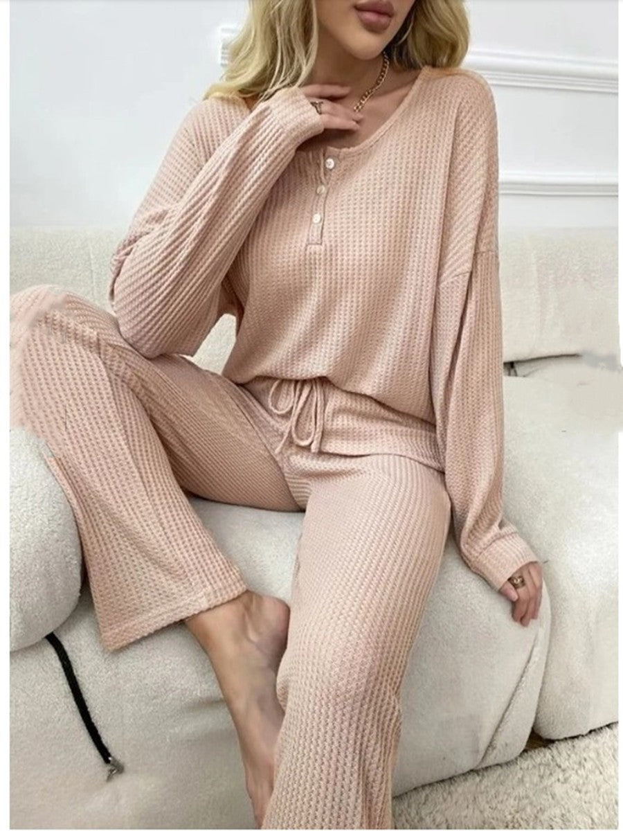 Solid Color Fashion Casual Long Sleeve Pants Two-piece Set ARZ