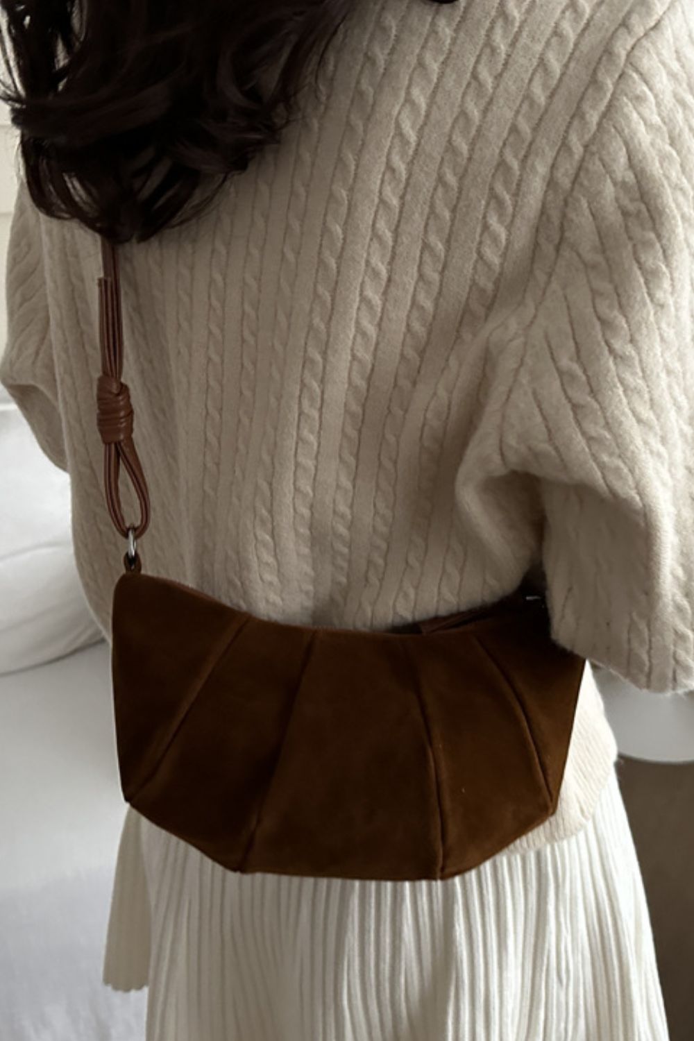 Suede Croissant Shape Shoulder Bag Trendsi