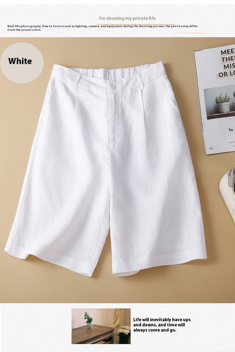 Summer High Waist Women's Cotton And Linen Casual Shorts ARZ