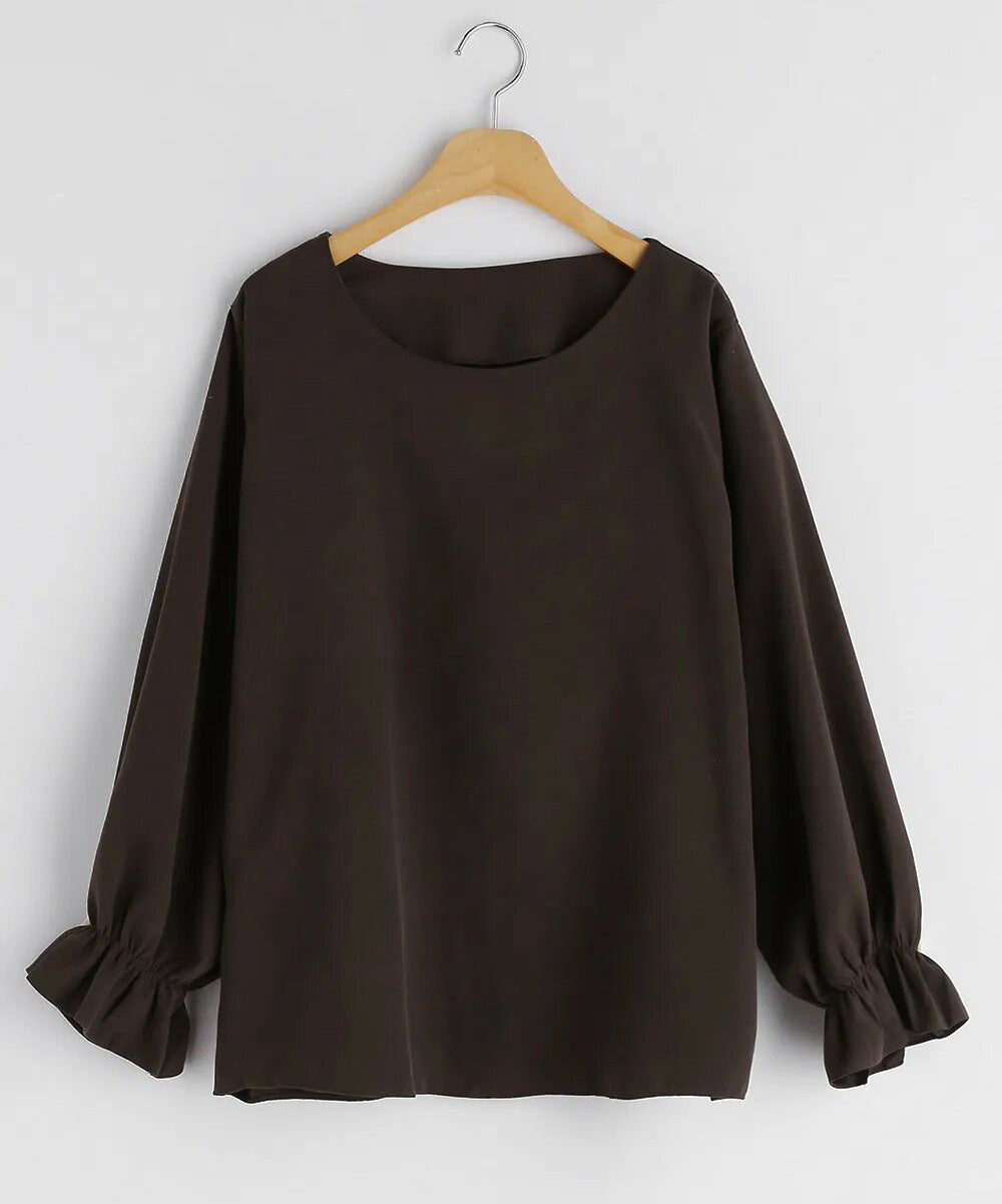 Pure Color Casual Versatile Round Neck Long Sleeve Top ARZ