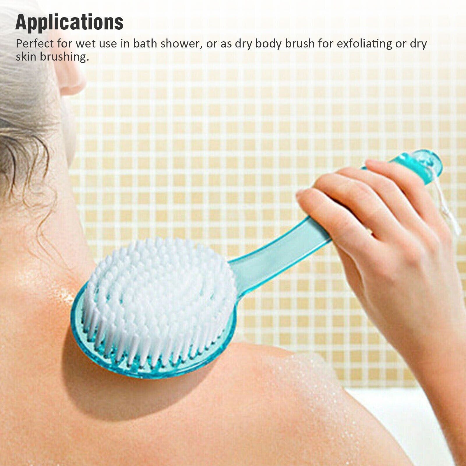 Back Body Shower BrushLong Handle Exfoliating Skin Spa Bath Soft Scrubber Clean ARZ