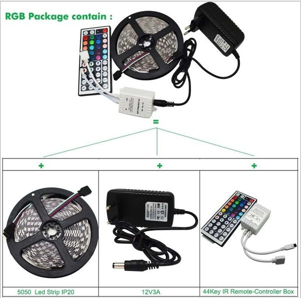 5050Led led lamp DC12V5M300led+44 key RGB remote control power adapter ARZ