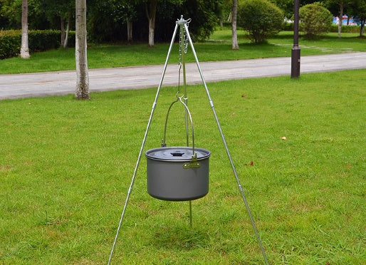 Compatible with Apple, Camping outdoor campfire tripod hanging pot picnic fire bracket aluminum alloy tripod camping supplies ARZ