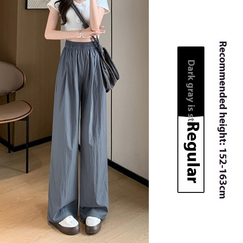 High Waist Drooping Straight Pleated Cotton And Linen Casual Pants ARZ