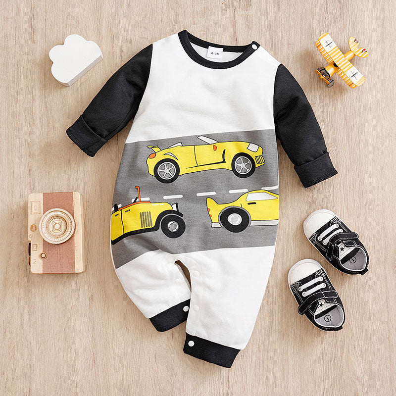 Baby Spring And Autumn One-piece Pajamas Newborn Baby Four Seasons Home Romper New Long Sleeve Inner Pullover ARZ