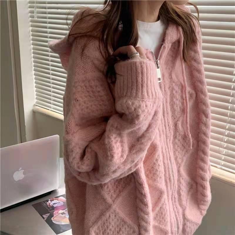 Women's Vintage Sweater Hooded Cardigan Coat ARZ