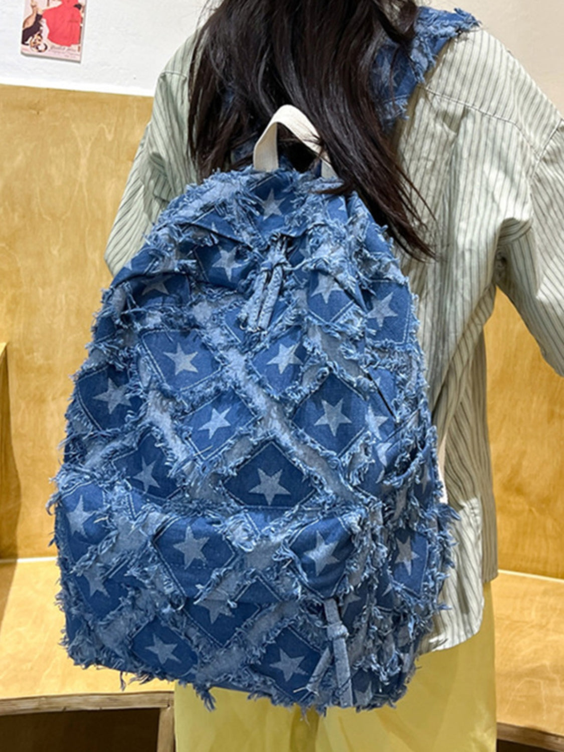 Star Denim Backpack Bag Trendsi