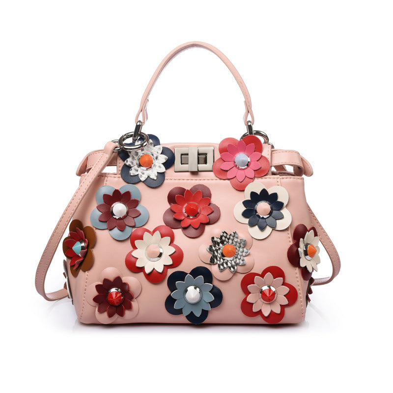 Cowhide Bag Handbag Mini Flower Shoulder Diagonal Female Bag ARZ