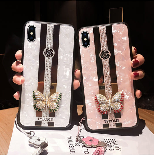 Compatible with Apple, Luxury Diamond Butterfly Mirror iPhone Case ARZ