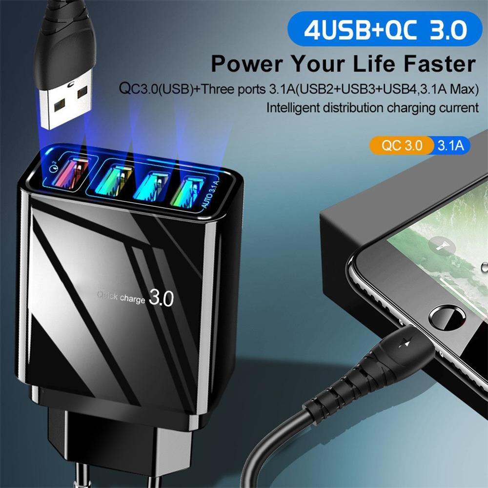 Illuminated 4USB Mobile Phone Charger 3A Charging Head ARZ