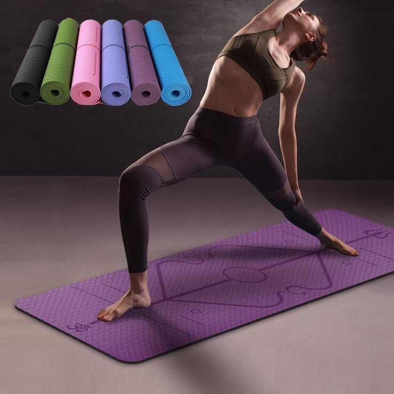 Non Slip TPE Yoga Mat Position Line Beginner ARZ