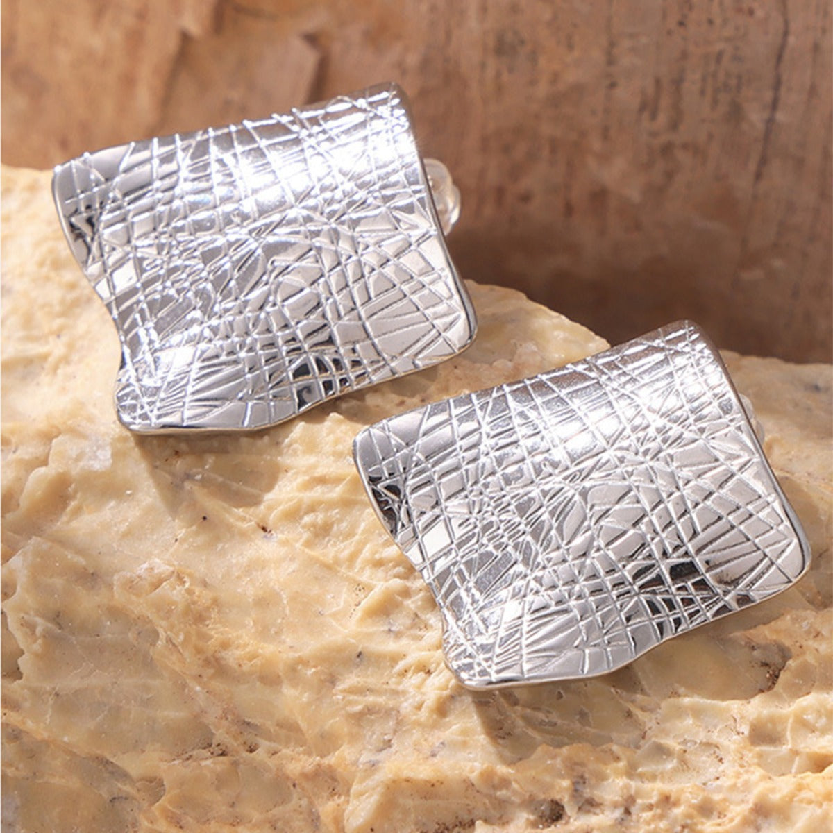 Textured Titanium Steel Stud Earrings Trendsi