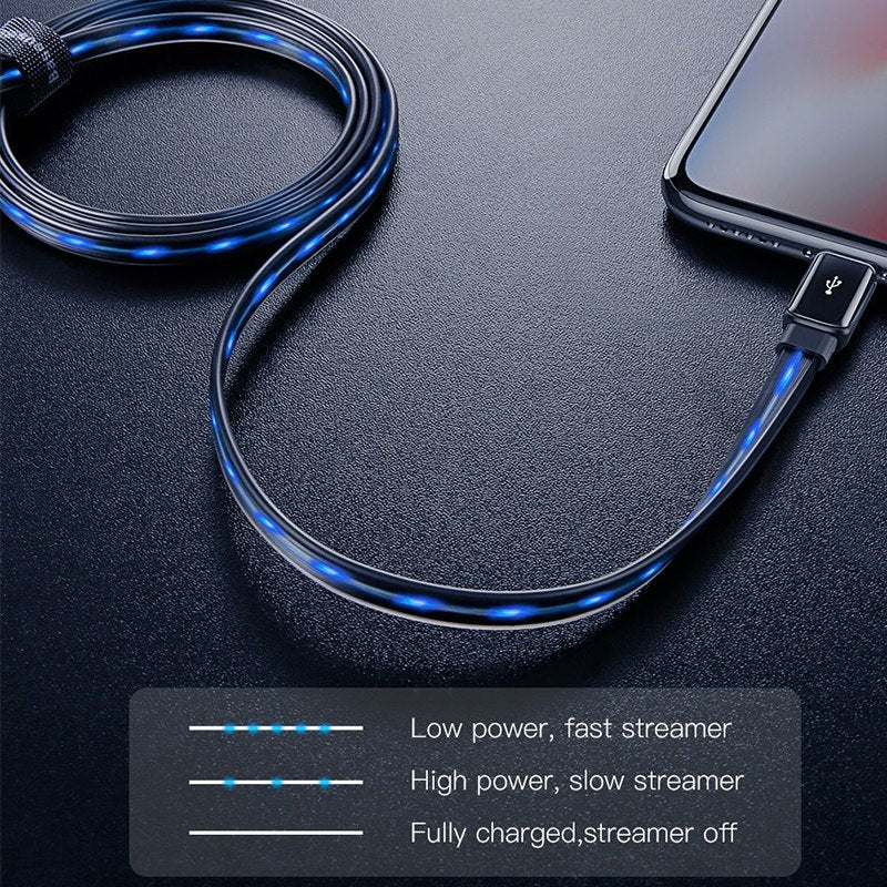 Compatible With , Compatible With , Baseus Flat Glowing 2.4A USB Cable For  Xs Max 8 Plus 1M Fast Charging Sync Data Line LED USB Cable For  SE 7 Cabo ARZ