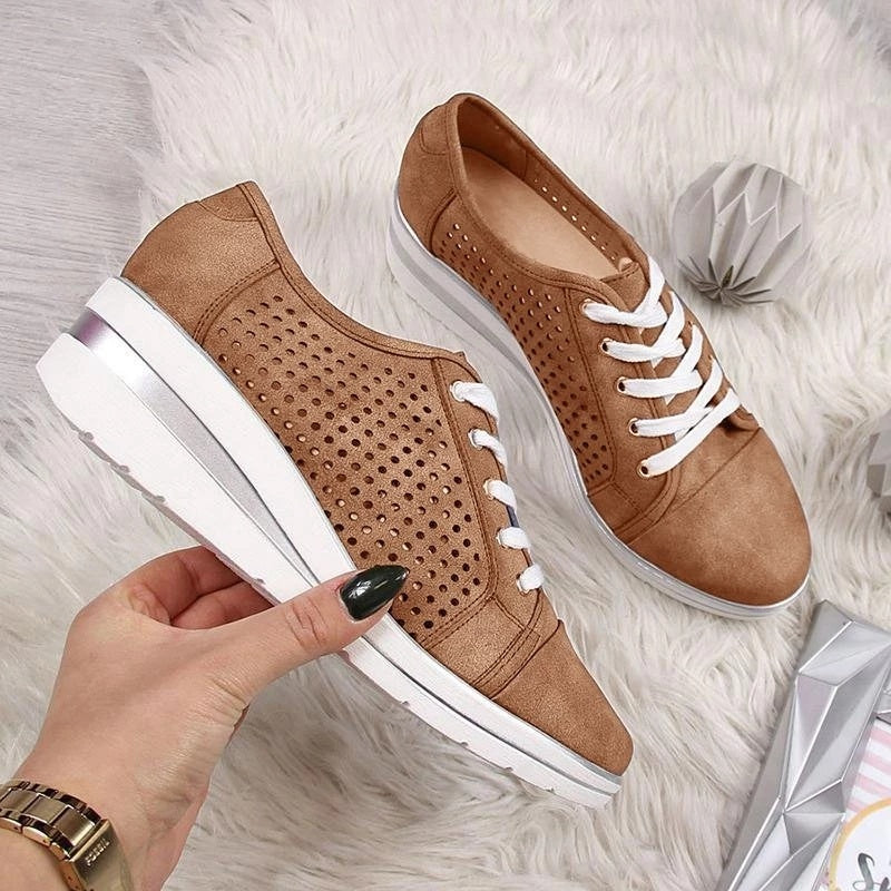 Wedge Shoes Summer Autumn Casual Canvas Sneakers Breathable Platform Sneakers Meddle Heel Pointed Toe Air Mesh Shoe ARZ