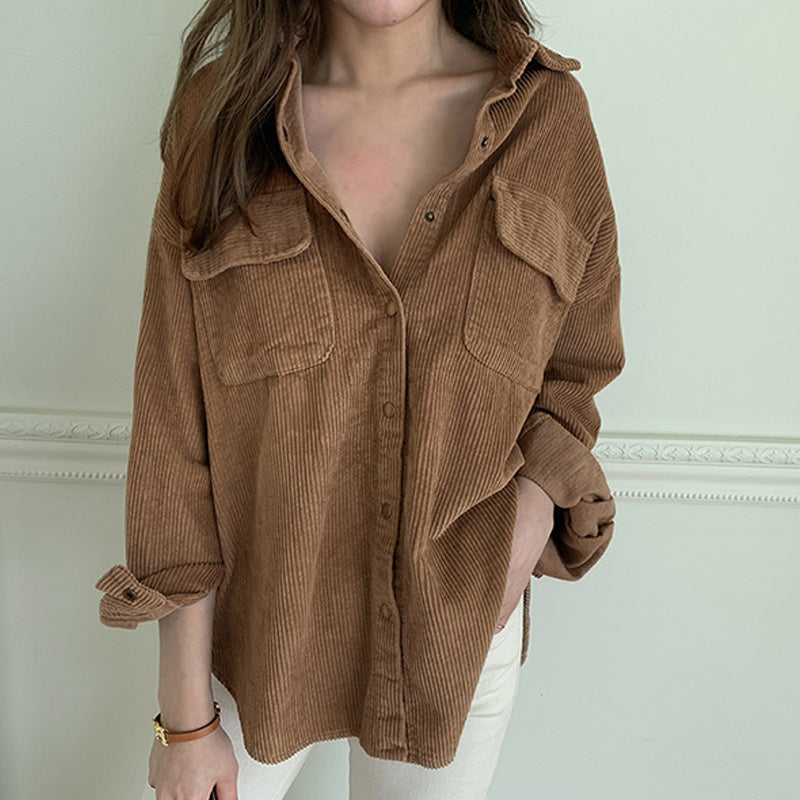 Women wear retro Hong Kong-style corduroy shirts ARZ