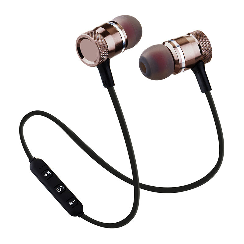 Wireless Bluetooth headset sports running magnetic line control binaural stereo in-ear hanging neck mobile phone universal answering ARZ